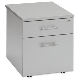 Tercel Eyas Low Mobile Filing Pedestal 2-Drawer W434xD570xH535mm Silver