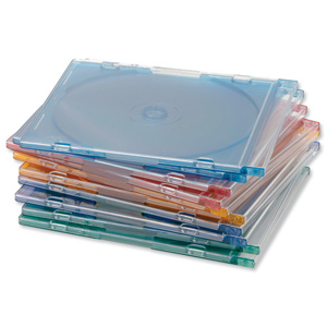 CD Case Slimline Jewel for 1 Disk Assorted [Pack 10]
