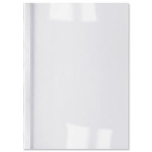GBC Thermal Binding Covers 6mm Front PVC Clear Back Leathergrain A4 White Ref IB451027 [Pack 100] Ident: 710H