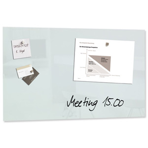 Sigel Artverum High Quality Tempered Glass Magnetic Board With Fixings 780x480mm White Ref GL131 Ident: 266B