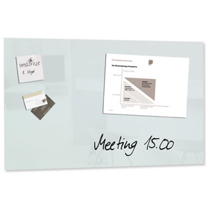 Sigel Artverum High Quality Tempered Glass Magnetic Board With Fixings 780x480mm White Ref GL131