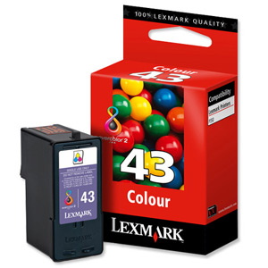 Lexmark No. 43XL Inkjet Cartridge High Yield Page Life 300pp Colour Ref 18YX143E