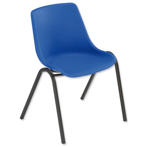 Trexus Polypropylene Chair Stackable with Black Frame Seat W460xD420xH460mm Blue Ident: 410D