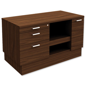 Adroit Virtuoso Executive Return Desk Storage Unit with Printer Shelf W1200xD600xH705 Dark Walnut Ident: 422D