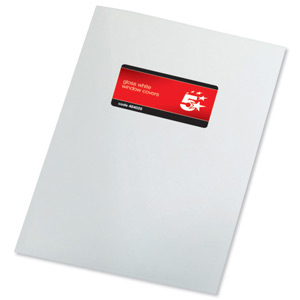 5 Star Binding Covers 250gsm with Window A4 Gloss White [Box 50 Pairs] Ident: 712B