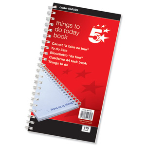5 Star Things To Do Today Book Wirebound 6 Months 115 Pages 280x140mm Ident: 53C