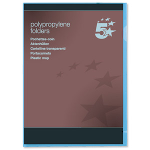 5 Star Folder Cut Flush Polypropylene Copy-safe Translucent A4 Blue [Pack 25] Ident: 187F
