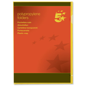 5 Star Folder Cut Flush Polypropylene Copy-safe Translucent A4 Yellow [Pack 25] Ident: 187F