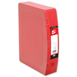 5 Star Box File Polypropylene with Twin Clip Lock Foolscap Red