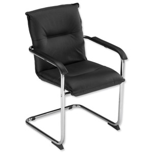 Trexus Annapolis Cantilever Visitors Chair Leather Back H420mm Seat W465xD430xH475mm Black