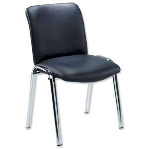 Trexus Princeton Side Chair Leather Chrome Legs Back H370mm Seat W440xD380xH400mm Black Ident: 414C