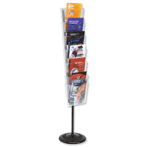 Literature Floor Stand Unit Portrait 7 x A4 Pockets Crystal