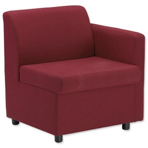 Trexus Modular Reception Chair with Left Arm Fully Upholstered W660xD625xH420mm Burgundy Ref PS1046L