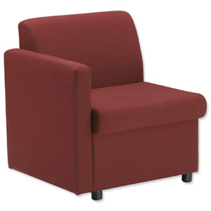 Trexus Modular Reception Chair with Right Arm Fully Upholstered W660xD625xH420mm Burgundy Ref 1046R Ident: 413A