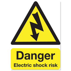 Stewart Superior Safety Sign Danger Shock Risk 200x150mm Self-adhesive Vinyl Ref KS002SAV Ident: 548A