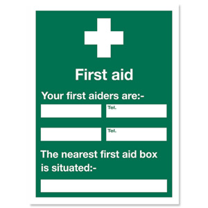 Stewart Superior Sign First Aid Sign W450xH600mm Self-adhesive Vinyl Ref KS008SAV