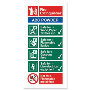 Stewart Superior Sign ABC Dry Powder Fire Extinguisher W100xH200mm Self-adhesive Vinyl Ref FF092SAV Ident: 547H