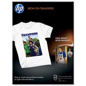 Hewlett Packard [HP] Iron-on T-Shirt Transfers 170gsm A4 Ref C6050A [Pack 12] Ident: 786F