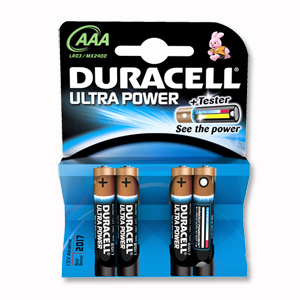 Duracell Ultra Power MX2400 Battery Alkaline 1.5V AAA Ref 81235511 [Pack 4] Ident: 647D