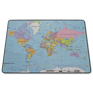 Durable World Map Desk Mat PVC Non-slip Base W530xD400mm Ref 7211/19 Ident: 335A