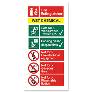 Stewart Superior Sign Wet Chemical Extinguisher Fire Safety Self Adhesive Vinyl W100xH200mm Ref FF100SAV Ident: 547H