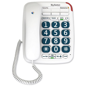 BT Big Button 200 Corded Telephone 13 Memories Handsfree Option White Ref 061130 Ident: 672B