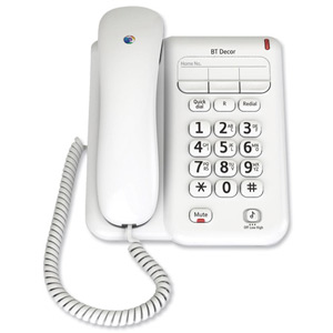 BT Decor 2100 Telephone LED indicator 3 Ring Tones 13-entry Phonebook Ref 061126
