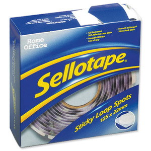 Sellotape Sticky Loop Spots in Handy Dispenser of 125 Spots Diameter 22mm each White Ref 1445181 Ident: 354D