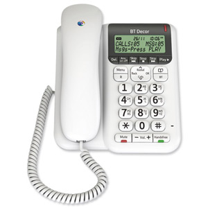 BT Decor 2500 Telephone TAM 30mins 4-line LCD 100-entry Phonebook 30 Caller IDs Ref 0621128 Ident: 672A