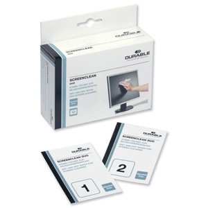 Durable Screenclean Duo Antistatic Wet & Dry Wipes Ref 5721 [Pack 10 sets] Ident: 762A