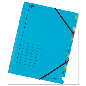 Leitz File Colourspan Cardboard Elasticated 12-Part Blue Ref 3912-35 [Pack 5] Ident: 204D