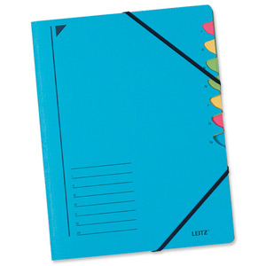 Leitz File Colourspan Cardboard Elasticated 7-Part Blue Ref 3907-35 [Pack 5] Ident: 204D