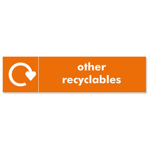 Stewart Superior Recycling Bin Sticker Other Recyclables 900x50mm Self Adhesive Vinyl Orange Ref BS002