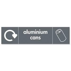 Stewart Superior Recycling Bin Sticker Aluminium Cans 900x50mm Self Adhesive Vinyl Grey Ref BS003