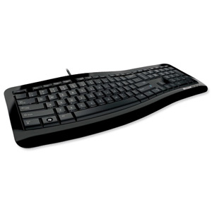 Microsoft 3000 Comfort Curve Keyboard USB Ergonomic Slim with Easy-access Media Keys Ref 3TJ-00020