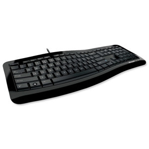 Microsoft 3000 Comfort Curve Keyboard USB Ergonomic Slim with Easy-access Media Keys Ref 3TJ-00020 Ident: 734E