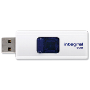 Integral Slide Flash Drive USB 2.0 Retractable 8GB White Ref INFD8GBSLDWH Ident: 777C