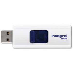 Integral Slide Flash Drive USB 2.0 Retractable 16GB White Ref INFD16GBSLDWH Ident: 777C