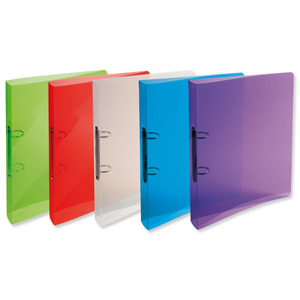 Exacompta Crystal Polypropylene Ring Binder 2 O-Ring Capacity 30mm Assorted Ref 54298E [Pack 20]