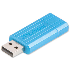 Verbatim PinStripe Drive USB 2.0 Retractable Read 10MB/s Write 4MB/s 8GB Blue Ref 47398 Ident: 776C