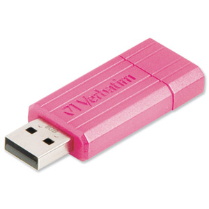 Verbatim PinStripe Drive USB 2.0 Retractable Read 10MB/s Write 4MB/s 8GB Pink Ref 47397 Ident: 776C