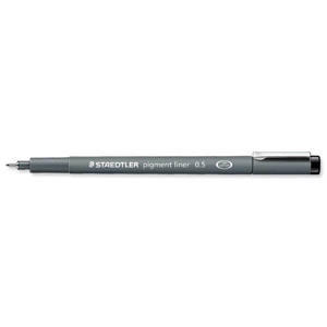 Staedtler Pigment Liner Metal 0.5mm Tip Indelible Ink Black Ref 308055 [Pack 10] Ident: 110F