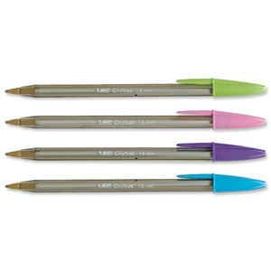 Bic Cristal Large Fashion Ball Pen Smoked Barrel 1.6mm Tip 0.6mm Line Assorted Ref 895793 [Pack 20] Ident: 83E