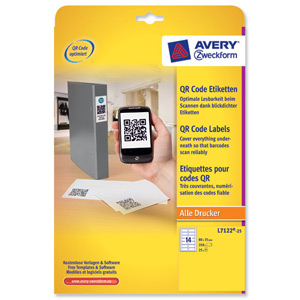 Avery Blockout QR Product Label 14 per Sheet 80x35mm Rectangular White Ref L7122-25 [350 labels]