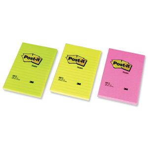 Post-it Notes Large Format Notes Feint Ruled Pad of 100 Sheets 102x152mm Rainbow Colour Ref 660N [Pack 6] Ident: 64A