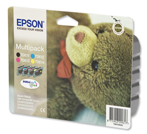 Epson T0615 Inkjet Cartridge Teddy Page Life 1000pp Black/Cyan/Magenta/Yellow Ref C13T06154010 [Pack 4]