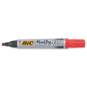 Bic Marking 2300 Permanent Marker Chisel Tip Line Width 3-5.5mm Red Ref 820924 [Pack 12]