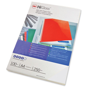 GBC Binding Covers Plain 250gsm A4 Gloss White Ref CE020071 [Pack 50x2] Ident: 712E