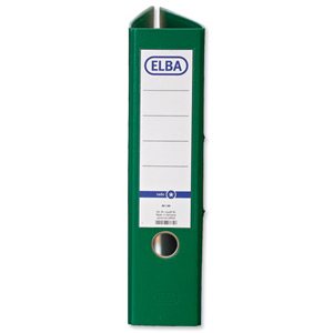 Elba Lever Arch File A4 Coloured Paper Over Board 80mm Spine Green Ref B1045714 [Pack 10]