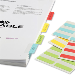 Durable QuickTab Index Tabs Non-Permanent Single Sided 40mm Assorted Colours Ref 8405/00 [Pack 48] Ident: 230J
